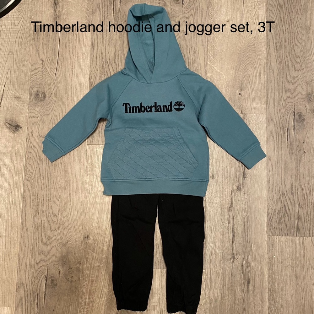 Timberland Blue Hoodie and Black Jogger Set